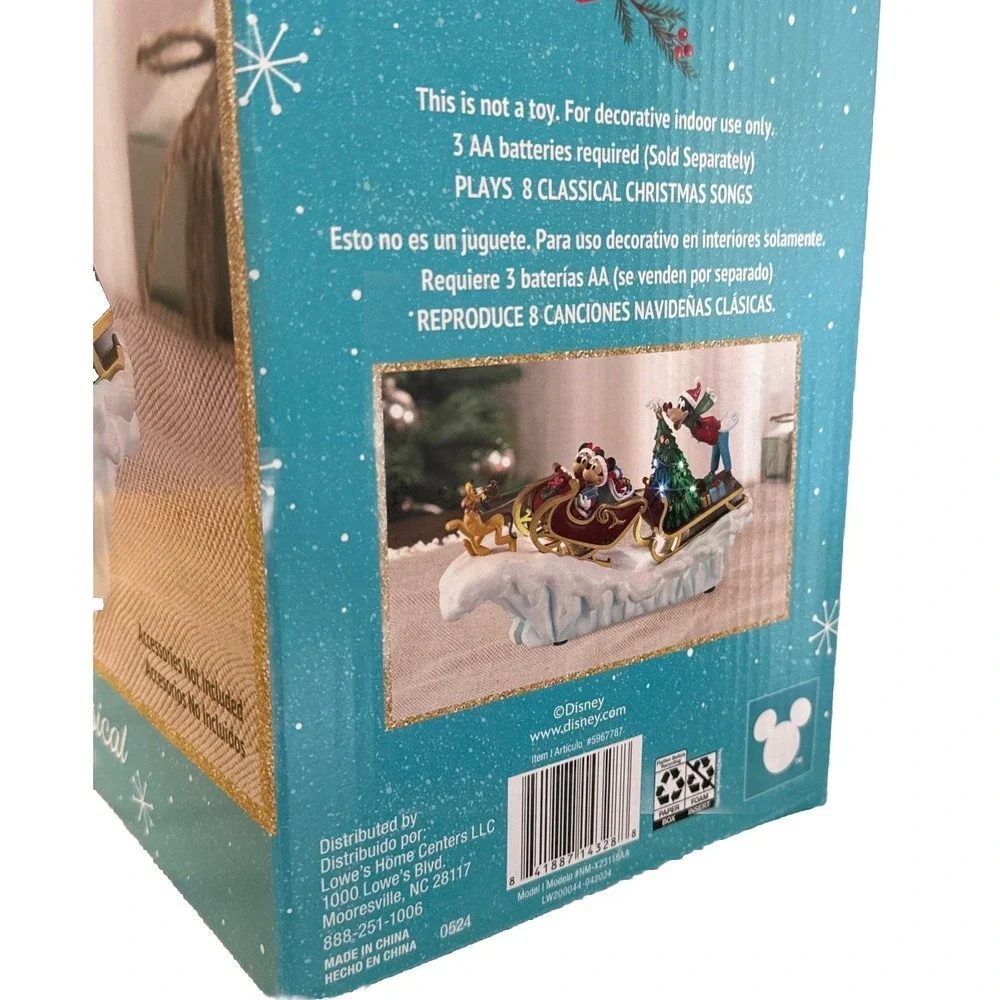 Disney Christmas Holiday NEW Musical Sleigh Mickey Minnie Goofy Pluto Song Light